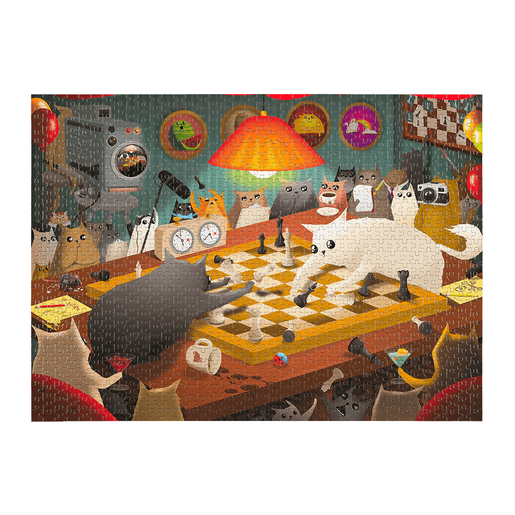 Puzzle 1000 pcs Cats Playing Chess2